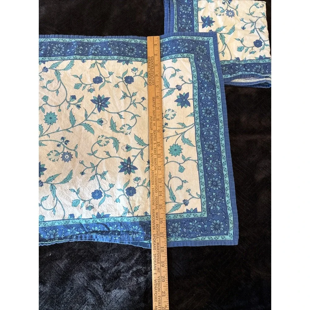 Blue Teal Floral Placemats (2) And Napkins (2) Cotton‎ India